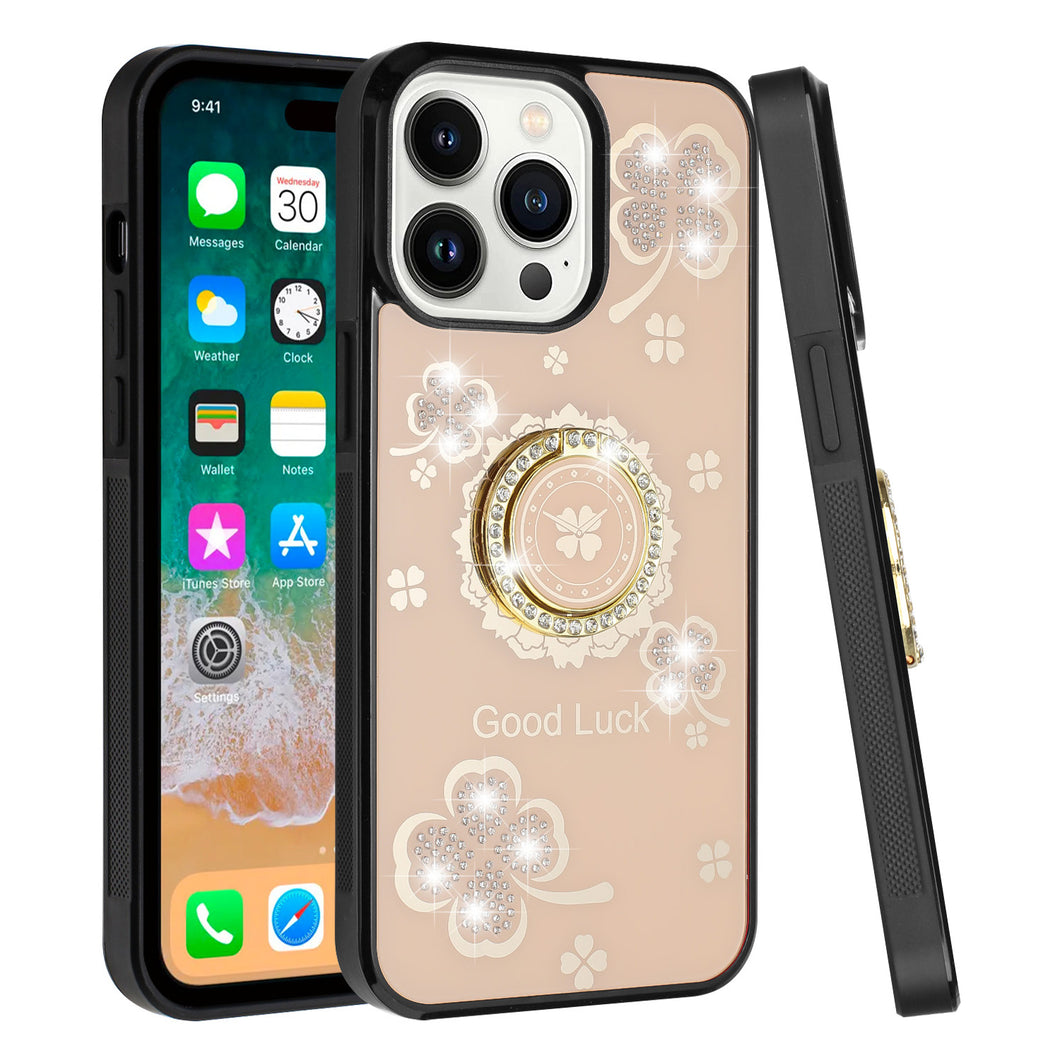 For iPhone 15 Pro Max Case Rhinestone Bling Decor Glitter + 2 Tempered Glass
