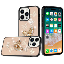 For iPhone 15 Case Rhinestone Bling Decor Glitter Phone Cover + 2 Tempered Glass