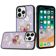 For iPhone 15 Case Rhinestone Bling Decor Glitter Phone Cover + 2 Tempered Glass