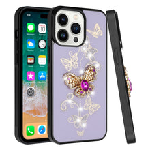 For iPhone 15 Case Rhinestone Bling Decor Glitter Phone Cover + 2 Tempered Glass