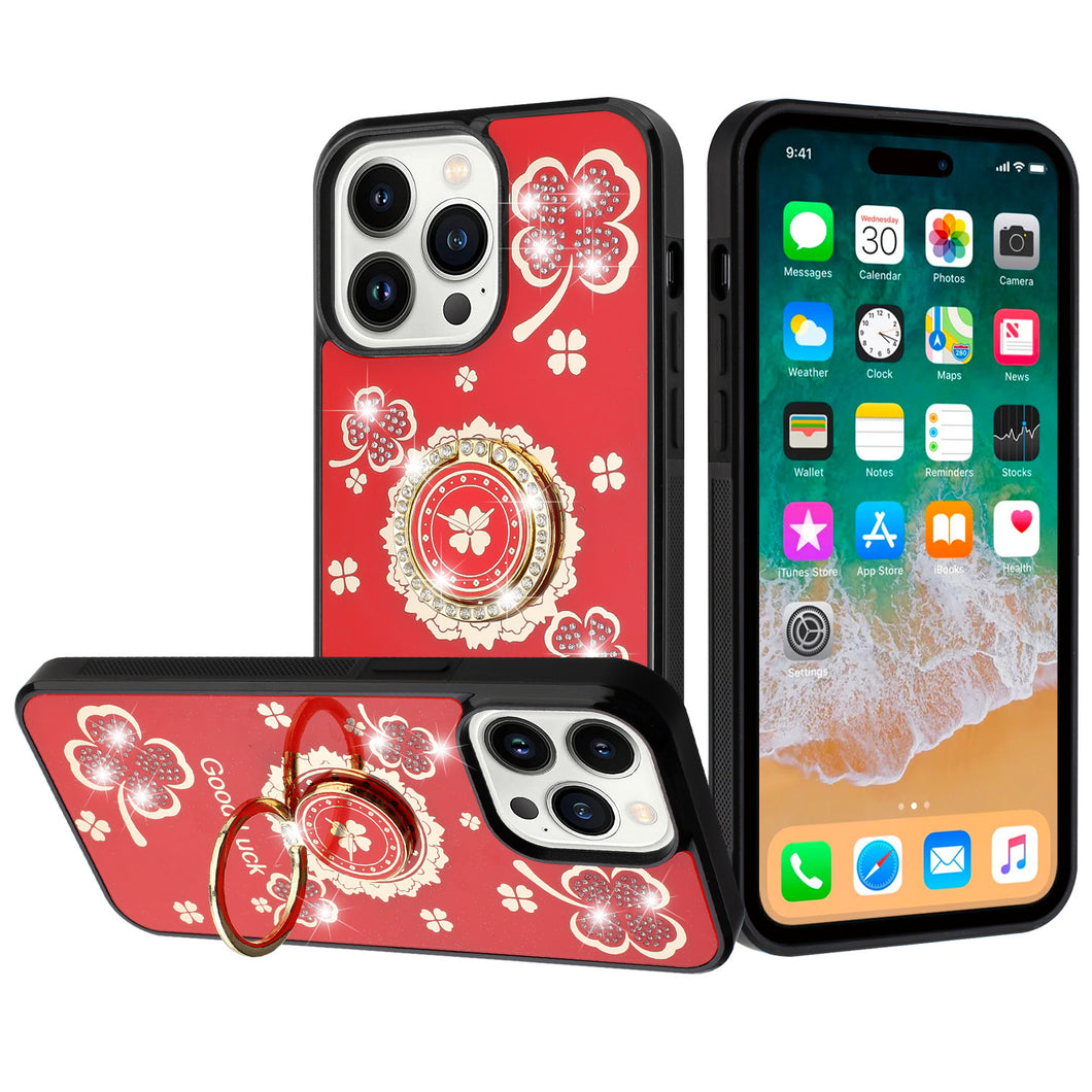 For iPhone 15 Pro Max Case Rhinestone Bling Decor Glitter + 2 Tempered Glass