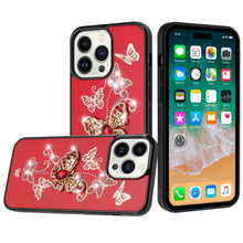 For iPhone 15 Case Rhinestone Bling Decor Glitter Phone Cover + 2 Tempered Glass