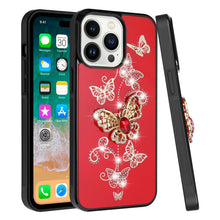 For iPhone 15 Case Rhinestone Bling Decor Glitter Phone Cover + 2 Tempered Glass