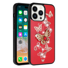 For iPhone 15 Case Rhinestone Bling Decor Glitter Phone Cover + 2 Tempered Glass