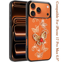 For iPhone 17 Pro Max Case Rhinestone Bling Decor Glitter Cover + Tempered Glass
