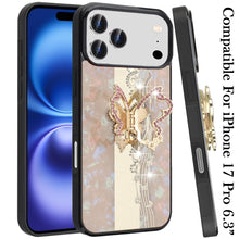 For iPhone 17 PRO Case Rhinestone Bling Decor Glitter Cover + Tempered Glass