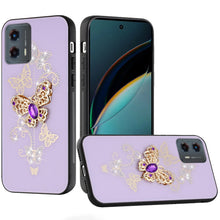 For Moto G 5G (2024) Case Diamond Charms Glitter Bling Cover + Tempered Glass