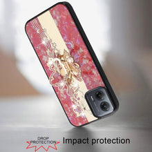 For Moto G 5G (2024) Case Diamond Charms Glitter Bling Cover + Tempered Glass