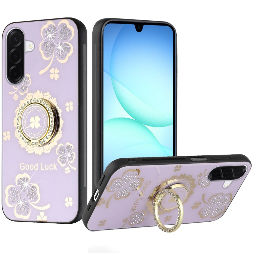 For Samsung A17 5G Case Rhinestone Bling Decor Glitter Cover + Tempered Glass