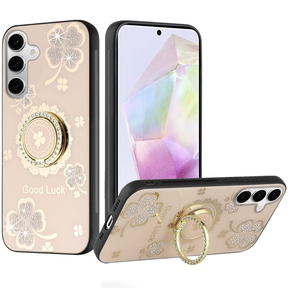 For Samsung A36 Case Rhinestone Bling Decor Glitter Cover + Tempered Glass