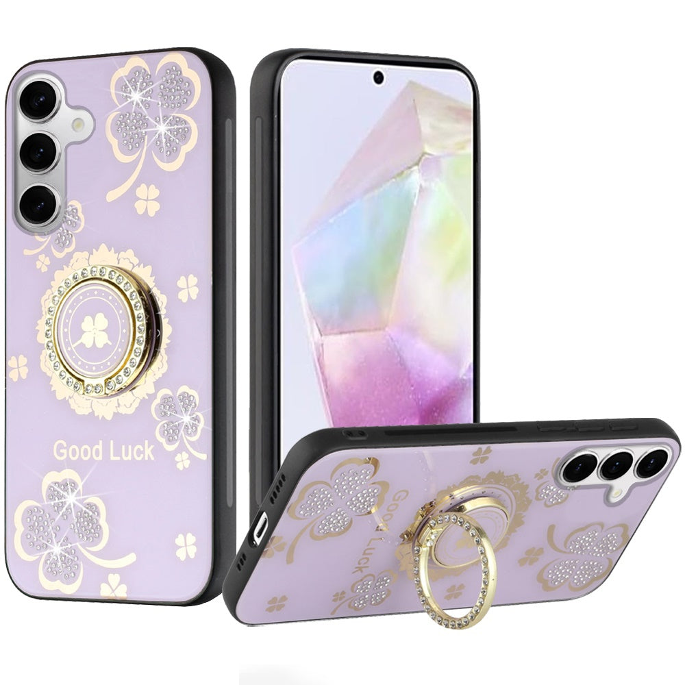 For Samsung A36 Case Rhinestone Bling Decor Glitter Cover + Tempered Glass