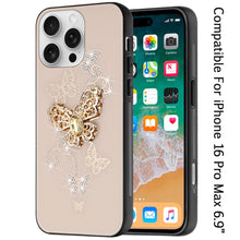 For iPhone 16 PRO MAX Case Rhinestone Bling Decor Glitter Cover + Tempered Glass