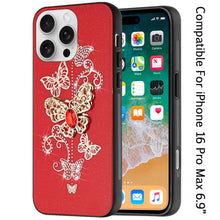 For iPhone 16 PRO MAX Case Rhinestone Bling Decor Glitter Cover + Tempered Glass