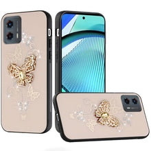 For Moto G Power 5G 2024 Case Diamond Charms Glitter Bling Cover +Tempered Glass