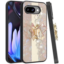 For Google Pixel 9a Case Rhinestone Bling Decor Glitter Cover + Tempered Glass