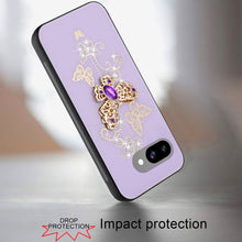 For Google Pixel 9a Case Rhinestone Bling Decor Glitter Cover + Tempered Glass