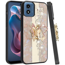 For Moto G Play 2024 Case Diamond Charms Glitter Bling Cover + Tempered Glass