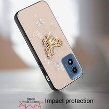 For Moto G Play 2024 Case Diamond Charms Glitter Bling Cover + Tempered Glass