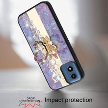 For Moto G Play 2024 Case Diamond Charms Glitter Bling Cover + Tempered Glass