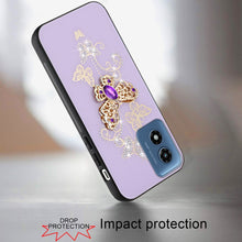 For Moto G Play 2024 Case Diamond Charms Glitter Bling Cover + Tempered Glass