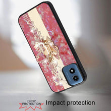 For Moto G Play 2024 Case Diamond Charms Glitter Bling Cover + Tempered Glass