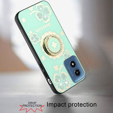 For Moto G Play 2024 Case Diamond Charms Glitter Bling Cover + Tempered Glass