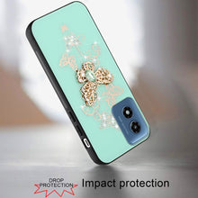 For Moto G Play 2024 Case Diamond Charms Glitter Bling Cover + Tempered Glass