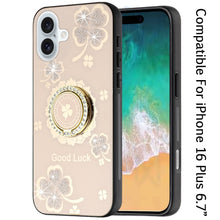 For iPhone 16 Plus 6.7in Case Rhinestone Bling Glitter Cover + Tempered Glass