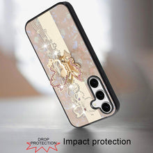 For Samsung S24+/S25+ Case Rhinestone Bling Decor Glitter Cover + Tempered Glass