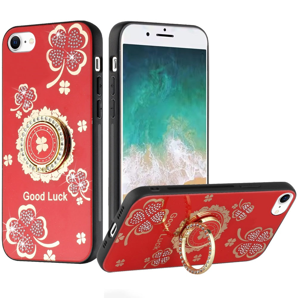 For iPhone 16e Case Rhinestone Bling Decor Glitter Phone Cover + Tempered Glass