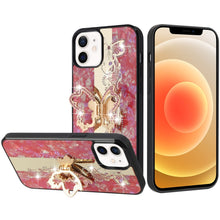 For iPhone 12/12 Pro Case Rhinestone Bling Decor Glitter Cover + Tempered Glass