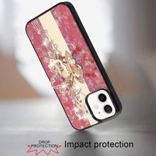 For iPhone 12/12 Pro Case Rhinestone Bling Decor Glitter Cover + Tempered Glass