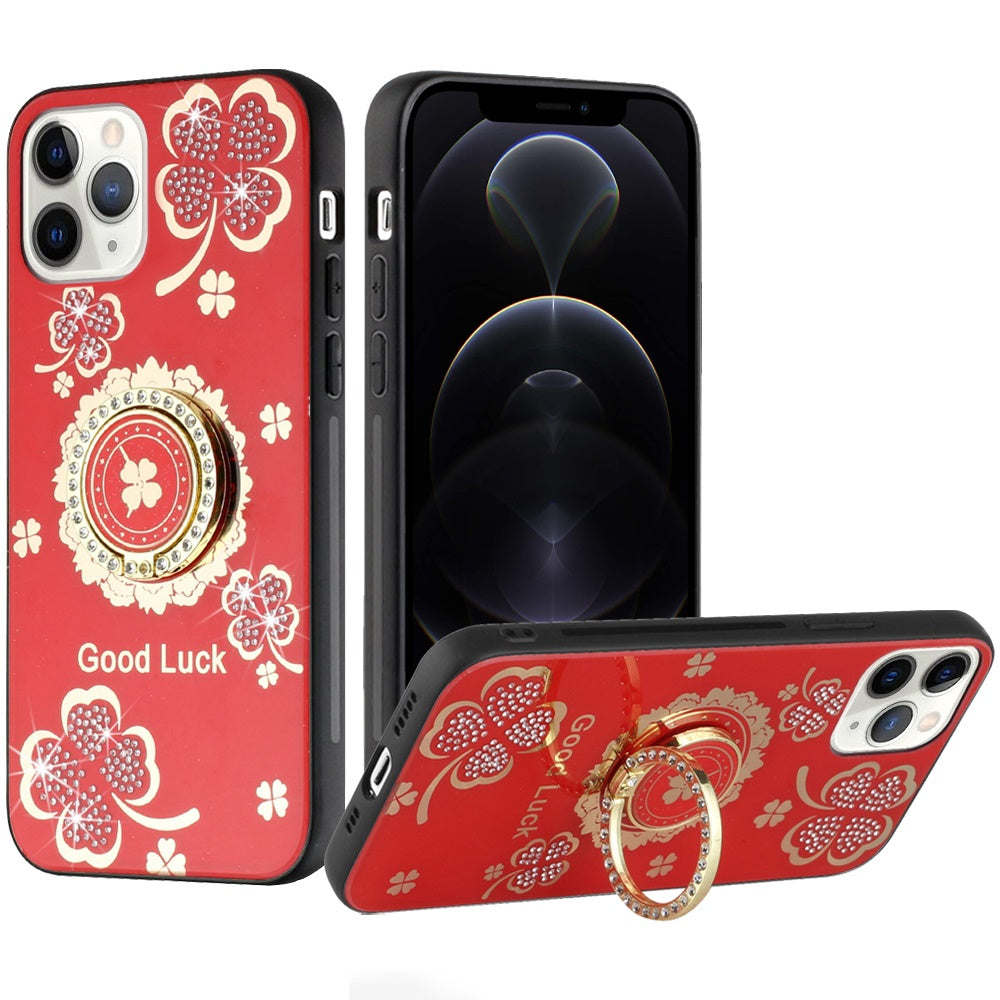For iPhone 12 Pro Max Case Rhinestone Bling Decor Glitter Cover + Tempered Glass
