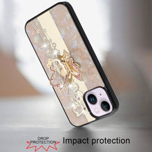 For iPhone 13/14 Case Rhinestone Bling Decor Glitter Cover + Tempered Glass