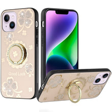 For iPhone 13/14 Case Rhinestone Bling Decor Glitter Cover + Tempered Glass