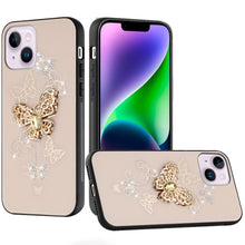 For iPhone 13/14 Case Rhinestone Bling Decor Glitter Cover + Tempered Glass