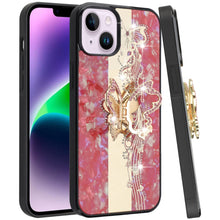 For iPhone 13/14 Case Rhinestone Bling Decor Glitter Cover + Tempered Glass