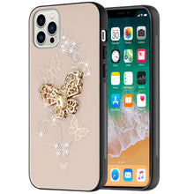 For iPhone 15 PRO Case Rhinestone Bling Decor Glitter Cover + 2 Tempered Glass