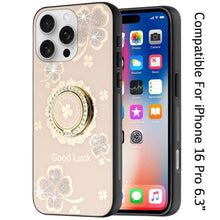 For iPhone 16 Pro 6.3in Case Rhinestone Bling Glitter Cover + Tempered Glass