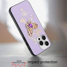 For iPhone 16 Pro 6.3in Case Rhinestone Bling Glitter Cover + Tempered Glass