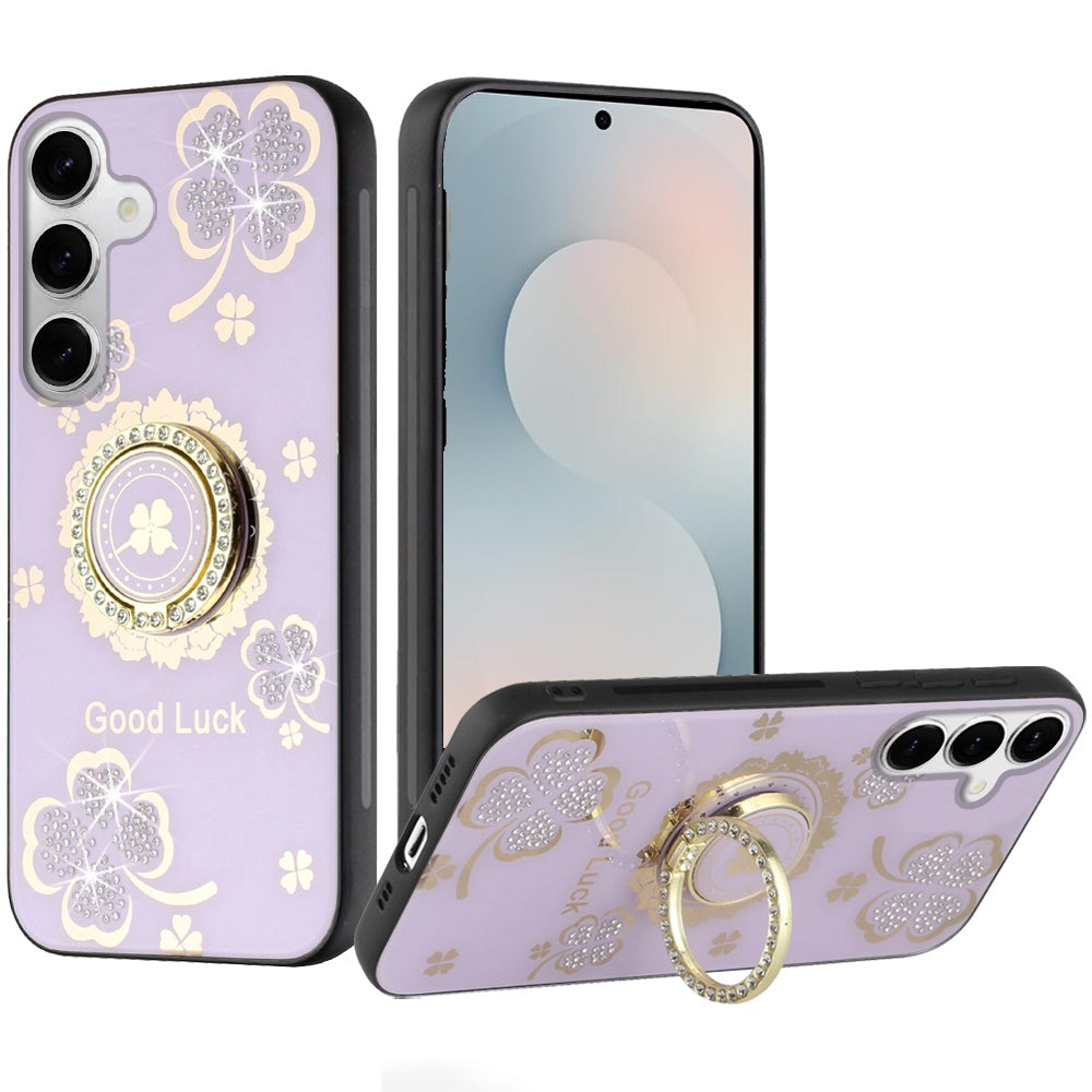 For Samsung S25 FE Case Rhinestone Bling Decor Glitter Cover + Tempered Glass