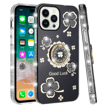 For iPhone 15 Pro Max Case Crystal Studded Ring Stand Bling +2 Screen Protectors