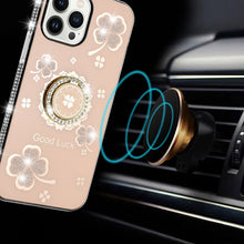 For iPhone 11 6.1 in. Case Crystal Studded Ring Stand Bling + Tempered Glass