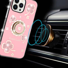For iPhone 11 6.1 in. Case Crystal Studded Ring Stand Bling + Tempered Glass