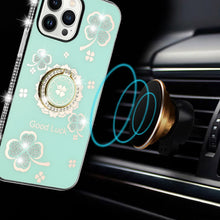 For iPhone 11 6.1 in. Case Crystal Studded Ring Stand Bling + Tempered Glass