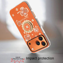 For iPhone 17 PRO Case Crystal Studded Ring Stand Bling Cover + Tempered Glass