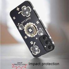 For Moto G Stylus 5G 2024 Case Crystal Studded Ring Stand Bling + Tempered Glass