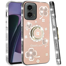 For Moto G Stylus 5G 2024 Case Crystal Studded Ring Stand Bling + Tempered Glass