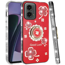 For Moto G Stylus 5G 2024 Case Crystal Studded Ring Stand Bling + Tempered Glass