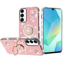 For Samsung A16 5G Case Crystal Studded Ringstand Bling Cover + Tempered Glass